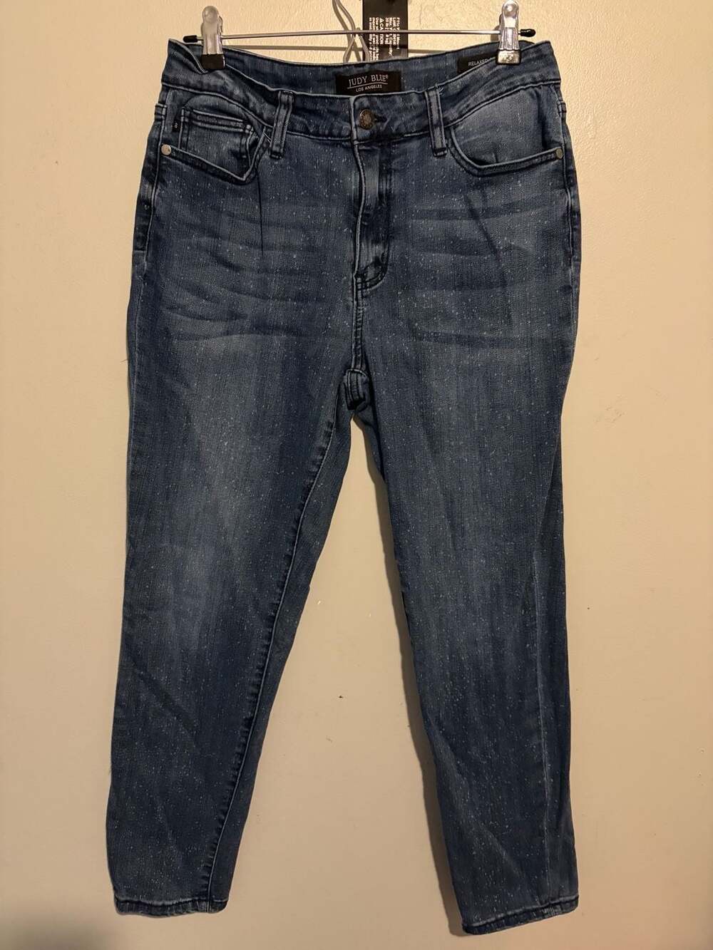 Judy Blue Relaxed Fit Blue Denim Jeans Speckle Splatter Print 13/31